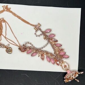 Betsy Johnson pinktina ballerina faceted bead necklace